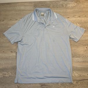 Callaway Opti Dry Mens XL Light Blue Stripped Golf Polo